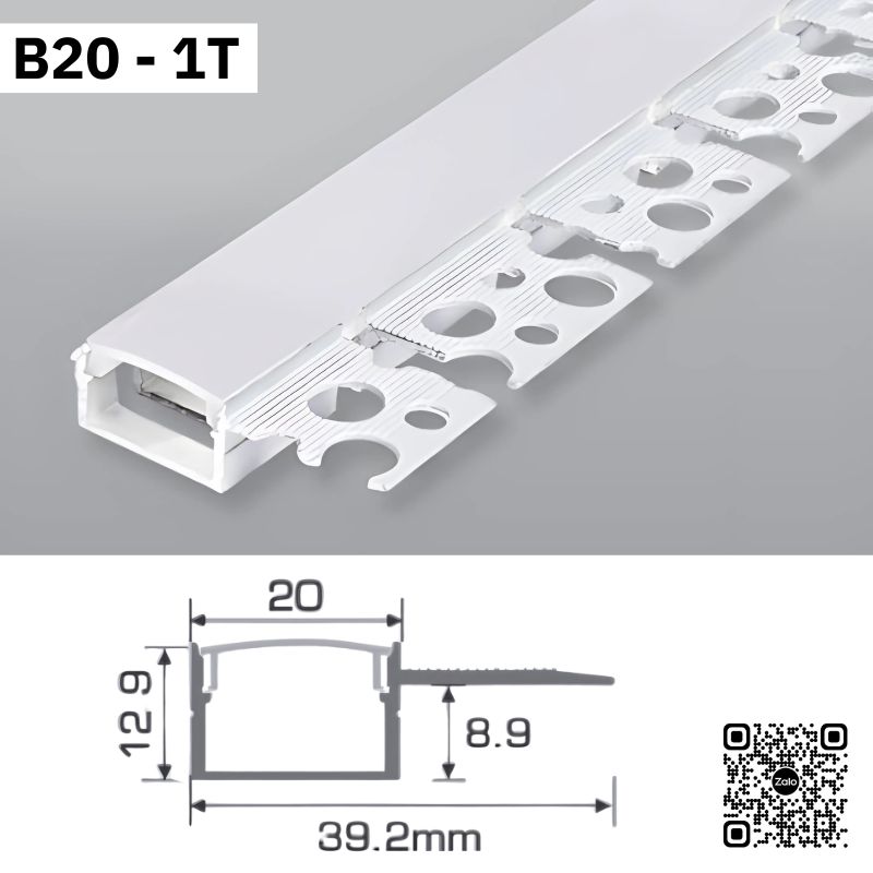 Thanh Nhôm Giấu Viền Uốn Cong Dài 1m5 | B20-1T